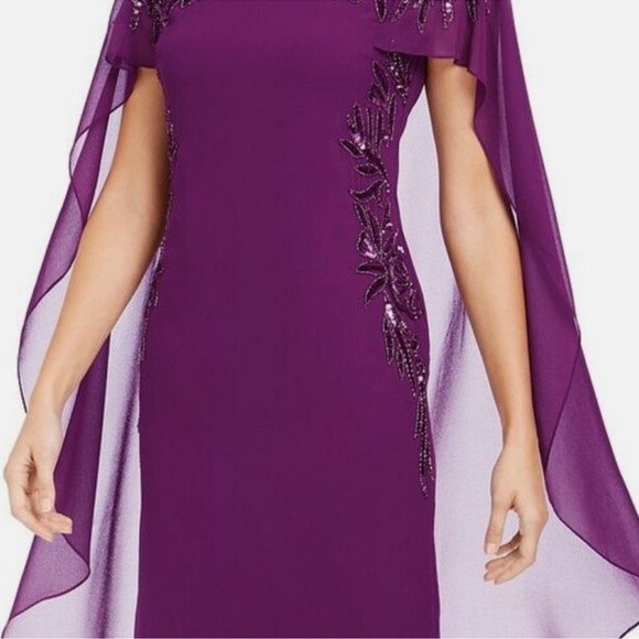 Adrianna Papell Purple Cape Dress NWT - Picture 6 of 11